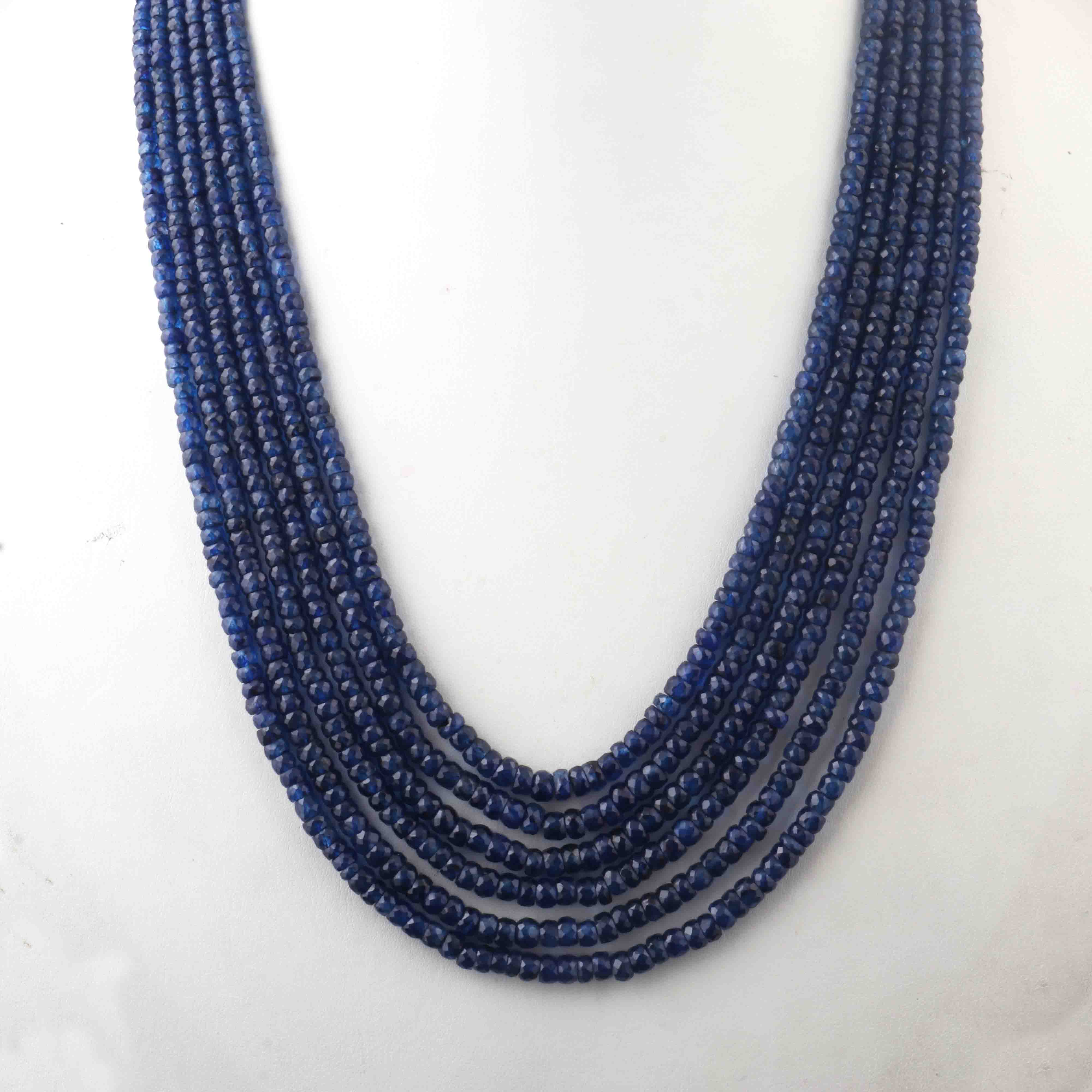 TFC Blue Pottery Beads Silver Plated Long Necklace